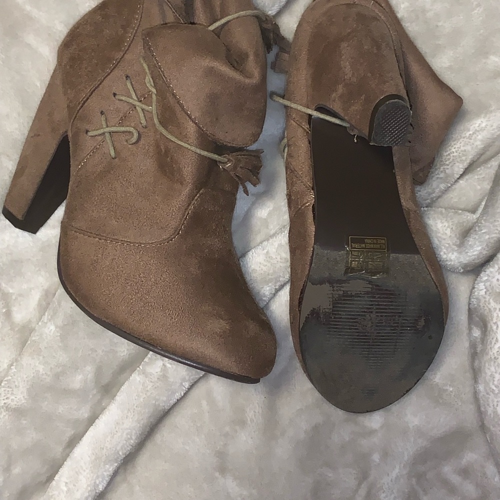 Faux Suede Taupe Ankle Boots - Picture 5 of 6